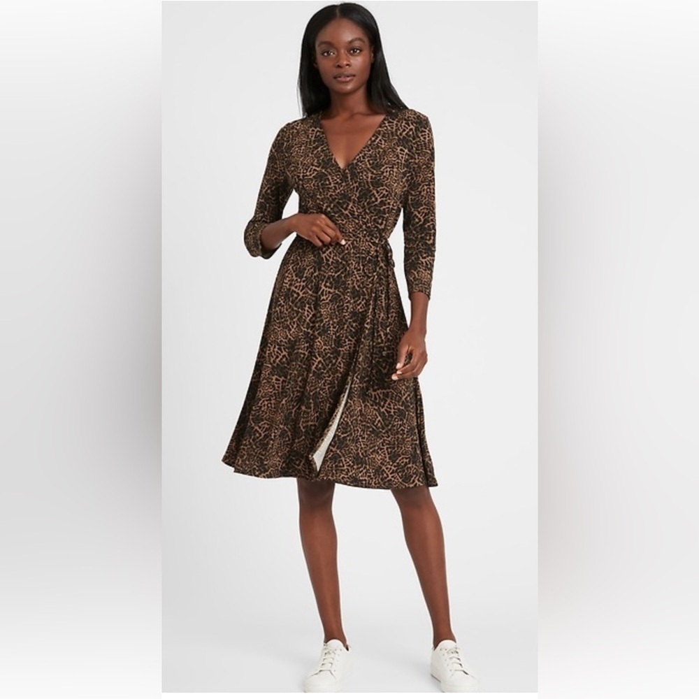 Banana Republic Brown and Black V-neck A-line Dress. D34
